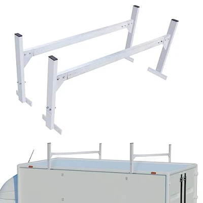 Image of VEVOR Van Roof Ladder Rack, 2 Bars Aluminum Alloy Racks, 181 kg Capacity Rain Gutter Adjustable Length 1300 2060 mm, Rack for Van, Cargo, Trailer