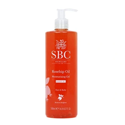 Image of SBC Skincare Rosehip Oil Moisturising Gel 500ml Face And Body Moisturiser Anti Ageing Serum With Vegan Friendly Vitamin C E
