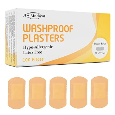 Image of JFA Washproof Small Strip Plasters 19 x 38mm 100 Per Pack