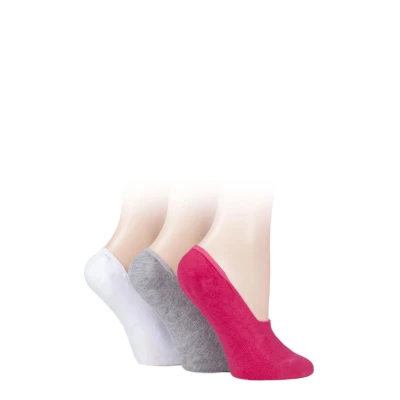 Image of 3 Pair White / Grey Melon Bamboo Fine High Cut Liner Ladies 4 8 SOCKSHOP