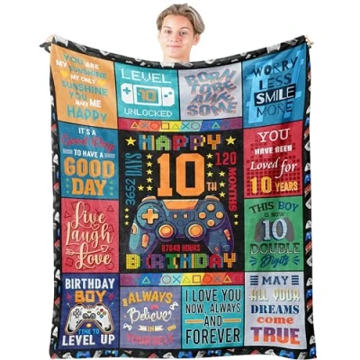 Image of 10 Year Old Boy Gift Ideas Blanket 60&quot;x50&quot;, Gifts, Gifts for Boy, Birthday 10th Boys, Decorations
