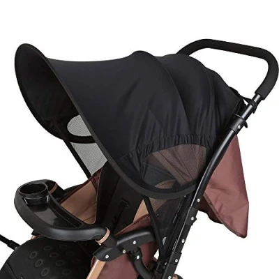 Image of LEMESO Universal Baby Sunshade UPF 50 Adjustable Sun Shade Canopy for Pushchair, Stroller, Buggy, Pram (Black) 66cm x 80cm