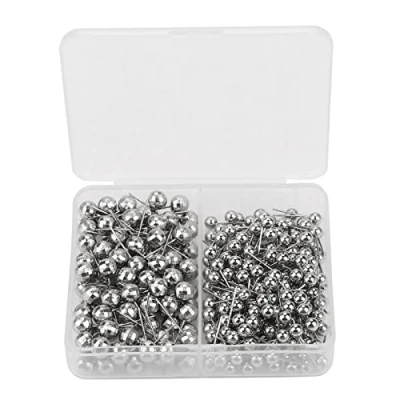 Image of 300pcs Round Pearl Head Pins Practical Jewelry Dressmaking Sewing Fixed Marking Tool for Wedding DIY Craft Decorations Floral Corsage Bouquet Pins(Silver)