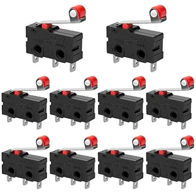 Image of InduSKY 10Pcs Micro Limit Switch with Momentary Roller Lever Arm AC 250V 5A SPDT 1NO 1NC Snap Action Switches
