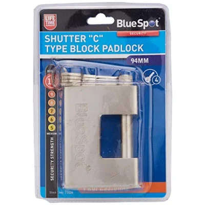 Image of Fort Knox 77034 96 mm Shutter &quot;C&quot; Type Block Padlock Silver