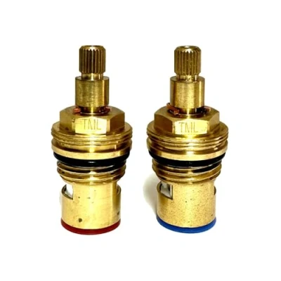 Image of BSP 1/2&quot; 24 Spline Quarter Turn Ceramic Tap Cartridge Valve 53mm Pair Hot Cold B6 CC9