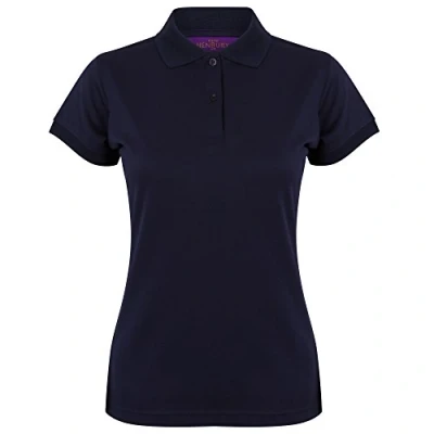 Image of Henbury Womens/Ladies Coolplus® Fitted Polo Shirt (L) (Oxford Navy)