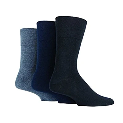 Image of 3x Pairs Mens Gentle Grip Diabetic Socks with HoneyComb Top and Hand Linked Toe Seams/UK 6 11 Eur 39 45 (Assorted Darks)