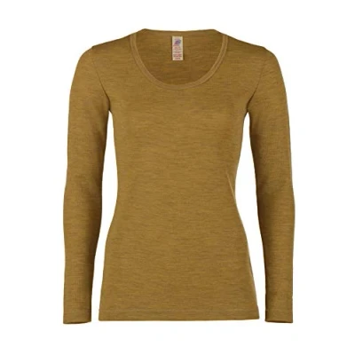 Image of Engel Natur, Women&#039;s Long Sleeved Undershirt, 100% Wool (kbT), saffron, 20 UK/22 UK