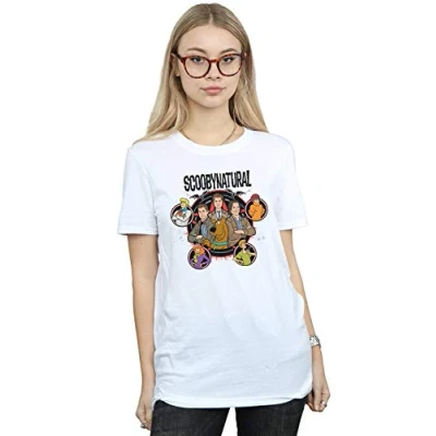 Image of Scoobynatural Women&#039;s Characters Star Boyfriend Fit T Shirt White Large