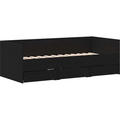 Image of vidaXL Daybed Black oak Engineered wood 90 x 190 cm Durable