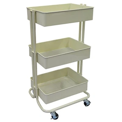 Image of ASPECT 3 Tier Storage Rolling Cart, Vanilla, 43x35x78.5cm