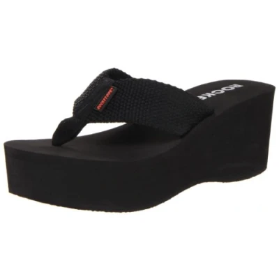 Image of Rocket Dog Women&#039;s Crush Platform Thong Wedge Sandal, Black, 6 UK