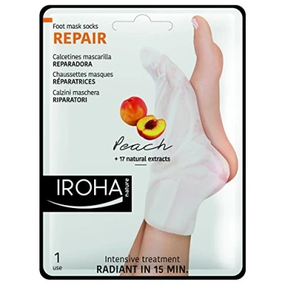 Image of Iroha Nature REPAIRING Socks Mask for Feet Peach