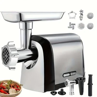 Image of DISHENGZHEN Electric Meat Grinder, 3200W Heavy Duty Mincer Machine with Stainless Steel Blades &amp; 3 Grinding Plates, Sausage Stuffer Tube Kibbe Kit for Home Kitchen Commercial Use
