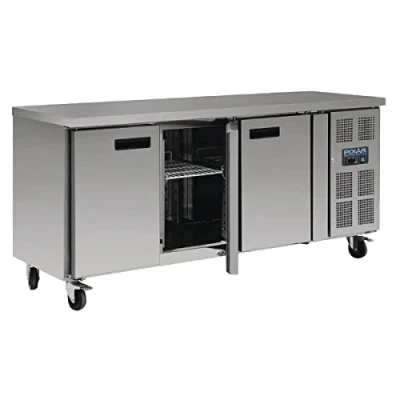 Image of Polar Refrigeration U Series 230W Triple Door Counter Fridge 339 Litre, Stainless Steel, 2C to 5C, 860(H)x1795(W)x600(D)mm, 3 Shelves, Energy Rating B, Usable Capacity: 310 Ltr, R600a G378