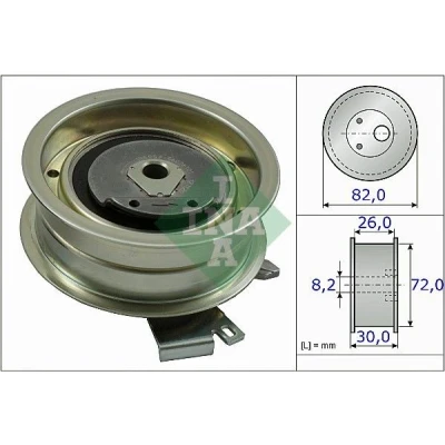 Image of 06A109479FH Tensioner Pulley, timing belt INA 531 0203 20 VOLKSWAGEN: Transporter 5, Golf 4, Caddy 3, AUDI: A4 B6 Avant, B7 A3 Sportback