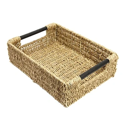 Image of Woodluv Storage Baskets Large, for Shelves, Box Organiser, to make hampers With Wood Handles Large