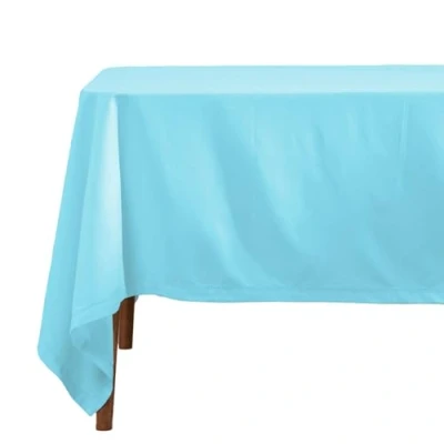 Image of HOMESCAPES Blue Cotton Tablecloth 4 to 6 Seater Rectangular 137 x 178 cm (54 70 Inches) Washable Hand Woven 100% Plain with Decorative Ladder Stitch Edge