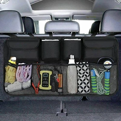 Image of ADEPTNA Hanging Car Van Truck Back Seat Organiser Strong Oxford Material Boot With 4 Pockets, Adjustable Straps