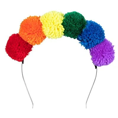 Image of Boland 44730 Pompom Tiara Rainbow Greenhouse with multicolored tassels, Cdd, Carnival, Theme Party