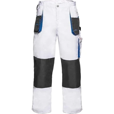 Image of Work Trousers Combat Style Multi Pocket Heavy Duty Pants White with Blue Inserts Painter&#039;s (30 32 INCH (48 EU), White)