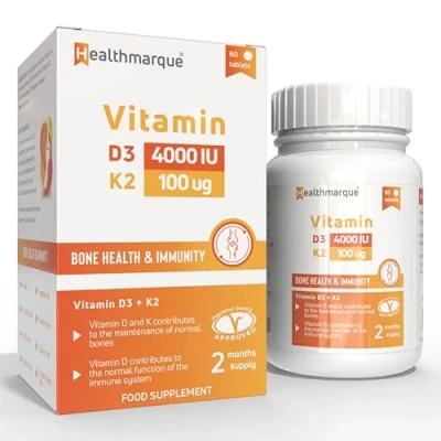 Image of Vitamin D3 4000IU + K2 (MK7) 100 mcg Vegetarian Tablets