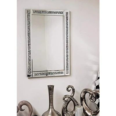 Image of A2Z 60X40Cm Crushed Jewel Wall Mirror Loose Diamante Crystal Rectangular Room Decoration Ideas