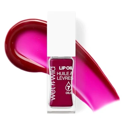 Image of Wet n Wild Tinted Lip Oil, Nourishing &amp; Non Sticky Red Gloss Powered by 7 Natural Oils, Lightweight Formula for Mirror Like Glow Effect, Merlot Glass Shade