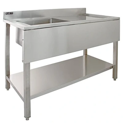 Image of KuKoo Commercial Kitchen Catering Sink, Stainless Steel, Right Hand Drainer, 1.0 Bowl, 120cm Wide