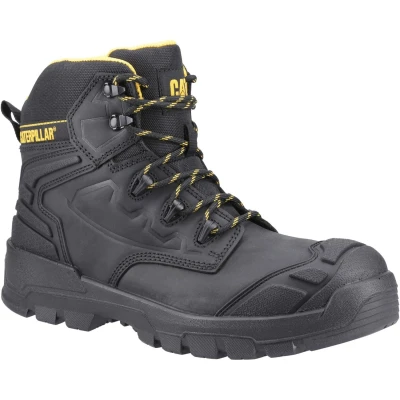 Image of Caterpillar Mens Striver Leather Safety Boots (13 UK) (Black/Yellow)