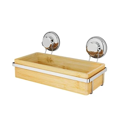 Image of Compactor Bestlock Spa Basket XL Natural Bamboo and Chromium Plated Steel, Easy tool Free Installation, Rustproof Waterproof (27.6X14.8X12.7 cm) RAN5807