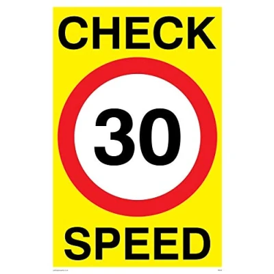 Image of Viking Signs PR548 A4P 1M &quot;Check 30 Speed&quot; Sign, Plastic, 1 mm Semi Rigid, 300 H x 200 W