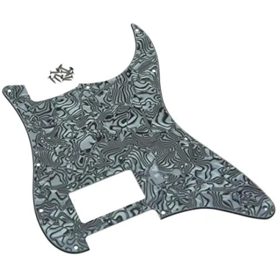 Image of Dopro 11 Hole ST Strat One Humbucker Guitar Pickguard Scratch Plate for FD Delonge Black White Shell
