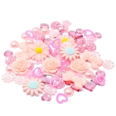 Image of Wedding Touches 80 Mix Light Pink Shabby Chic Resin Flatbacks Delicate Embellishments for Creative Cardmaking and Scrapbooking Projects