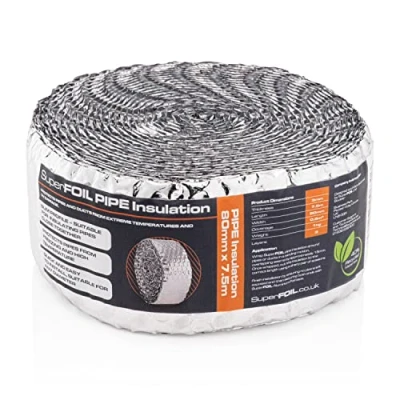 Image of SuperFOIL Pipe Insulation 80mm x 7.5m and Duct Lagging Foil Wrap