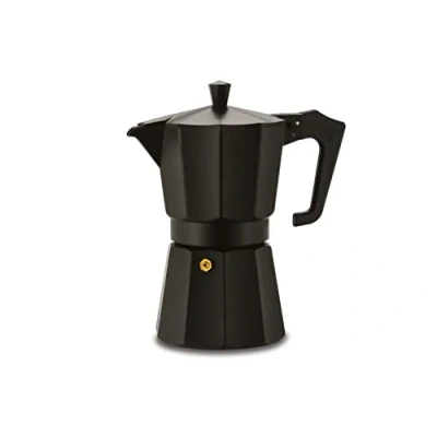 Image of Pezzetti Stove Top Espresso Coffee Maker Moka Pot 3,6 Cup Black/White/Red (6 Cup, Black)