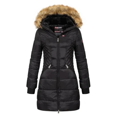 Image of Geographical Norway Women&#039;s Quilted Jacket Winter Parka Abby Hood Black, L