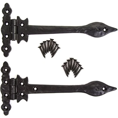 Image of Pair of Gothic Door Tee Hinges 210mm/8&quot; Cast Iron Spear Gate/Shed/Barn