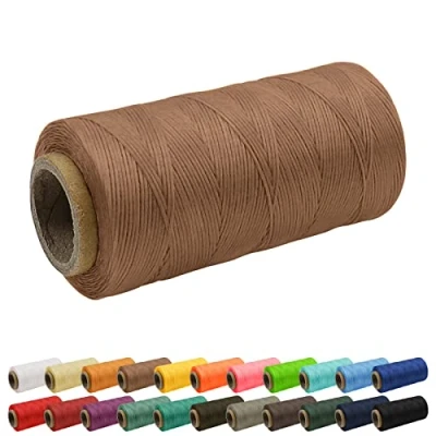 Image of Uiopa 1mm Waxed Thread, 260m 150D Flat Leather Sewing Hand Stitching Thread Cord for Craft, Bookbinding, Shoes Repairing, Brown