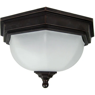 Image of Fairford 2 Light Bathroom Flush Ceiling Lantern Bronze IP44, E27