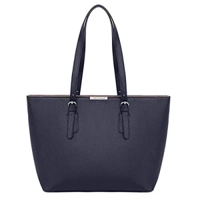 Image of David Jones Women&#039;s Large Tote Shopper Top Handle Handbag PU Leather Big Shoulder Shopping Bag Capacity A4 Ladies Girl Students School Work Office City Laptop Dark Blue