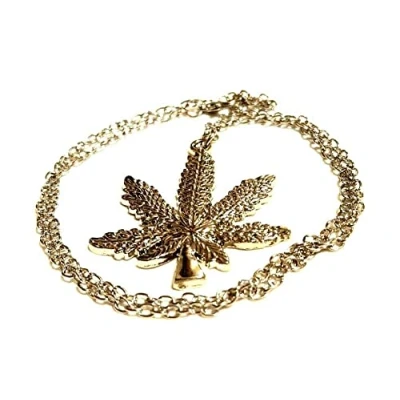 Image of Royal Swan Cannabis Weed Leaf Silver Plated Necklace Pot Ganja Marijuana Pendant On Chain Stoner Gifts Hippy Festival