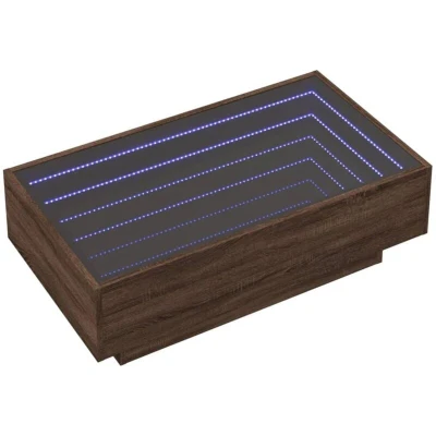 Image of vidaXL Coffee Table with LED Brown Oak 90x50x30 cm Engineered Wood