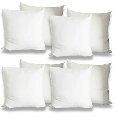 Image of Wansha Home Cushion Inserts Pads 22 x inches Inner Pack of 8 (55 55 cm) White Hollowfibre Square Cushions Stuffer Inserts, Bed Sofa Couch Pillows