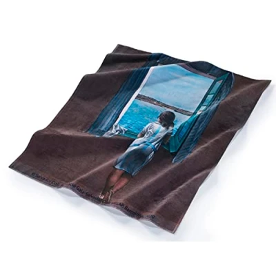 Image of Musearta BT SD FW V424331 Unisex Beach Towel with Artist Salvador Dalí Figure at The Window Motif Cotton 120 x 150 cm