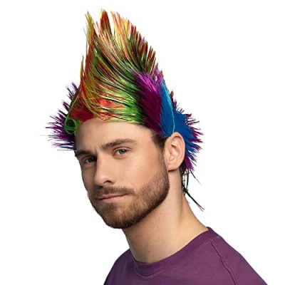 Image of Adults&#039; Spiky Mike Multicoloured Punk Wig