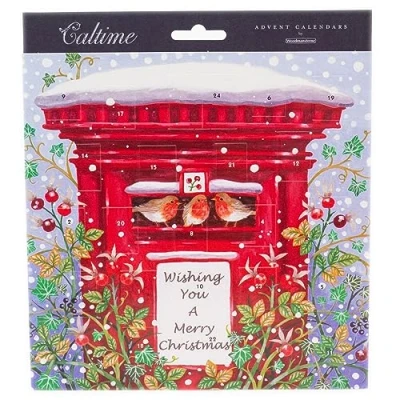 Image of Christmas Advent Calendar Winter Robins Robin Redbreast Traditional Picture Paper