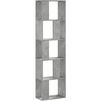 Image of vidaXL Bookcase 5 Tier Concrete Grey 45x23.5x162.5 cm Engineered Wood