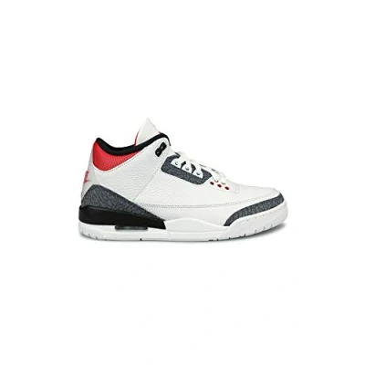 Image of Jordan boys Grade School 3 Retro &quot;Fire Red&quot; White/Fire Red black, Red/Black/Cement Grey, 4 Big Kid